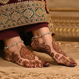 Imperial silver pearl motif anklets