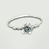 Silver Rose Oxydised Silver Bracelet - Openable - Mohnaa Jewels