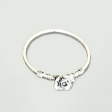 Silver Rose Oxydised Silver Bracelet - Openable - Mohnaa Jewels