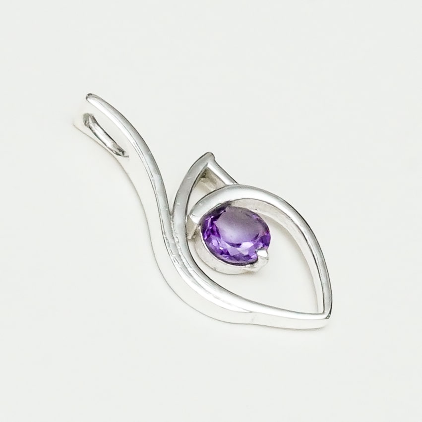 Amethyst Gemstone Heart Pendent in Solid Sterling Silver