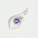 Amethyst Gemstone Heart Pendent in Solid Sterling Silver