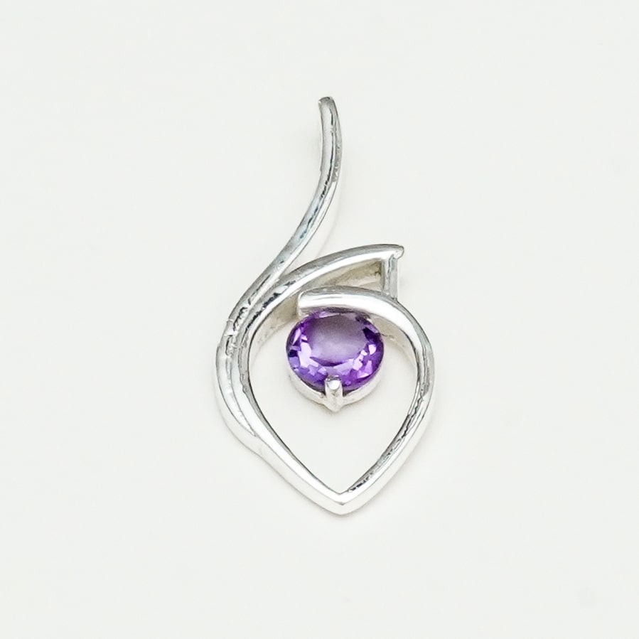 Amethyst Gemstone Heart Pendent in Solid Sterling Silver