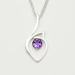 Amethyst Gemstone Heart Pendent in Solid Sterling Silver