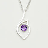 Amethyst Gemstone Heart Pendent in Solid Sterling Silver