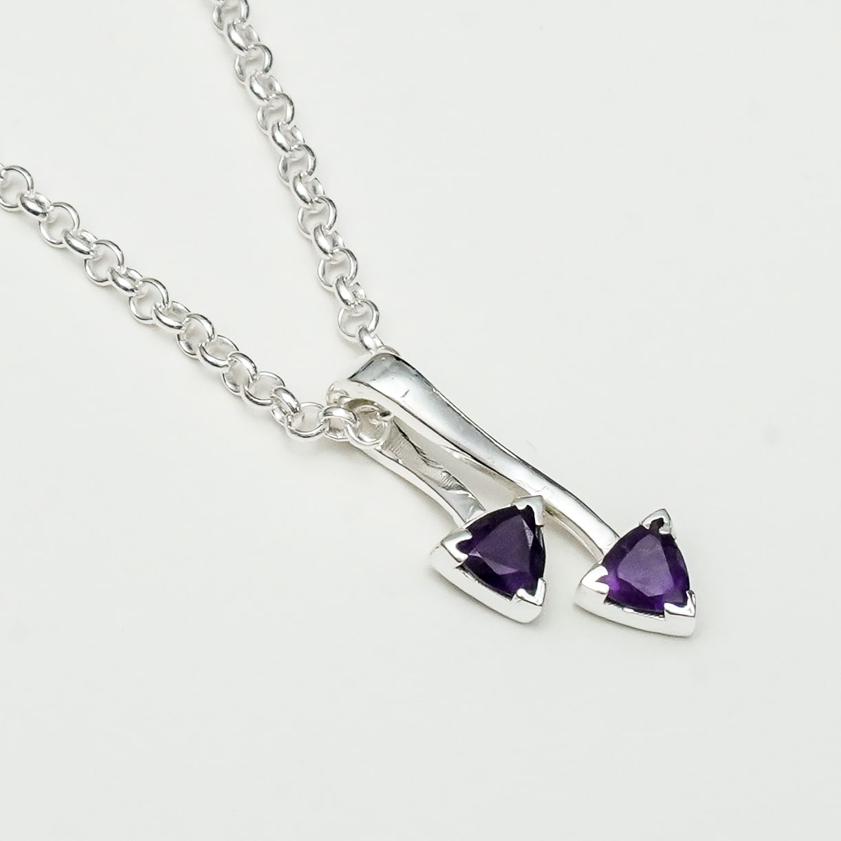 Arrow Pendant With Amethyst Gemstone In Sterling Silver