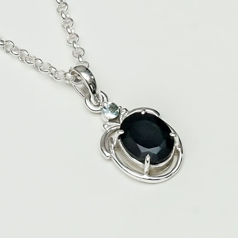 Black Onyx Pendant In 925 Sterling Silver
