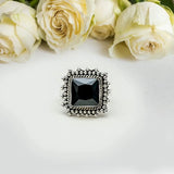 Black Onyx Square Sterling Silver Ring