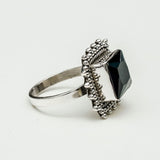 Black Onyx Square Sterling Silver Ring
