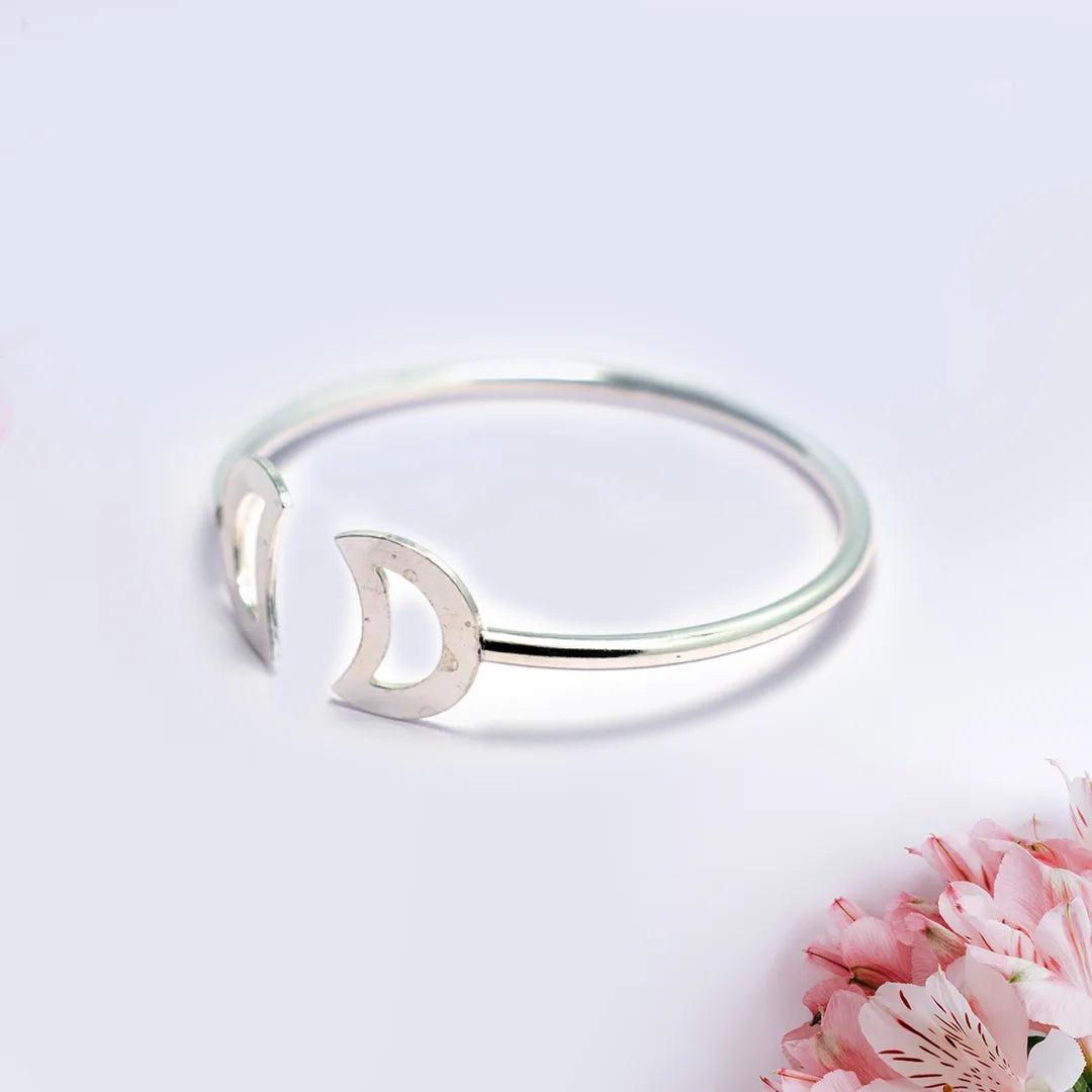 Crescent Silver Bracelet - Openable - Mohnaa Jewels