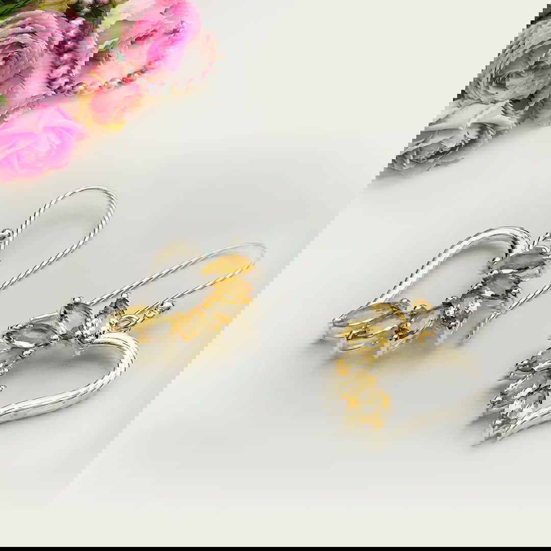 Designer Earrings With Genuine Citrine Gemstone in 925 Sterling Silver
