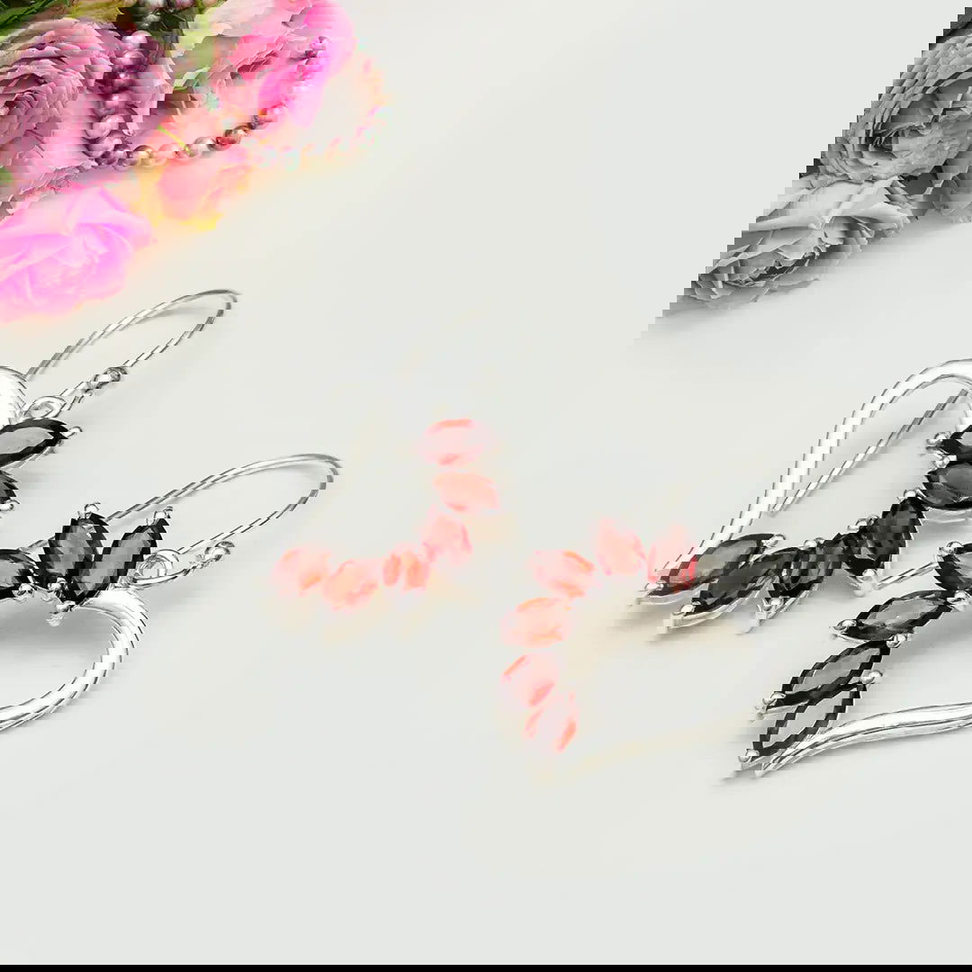 Designer Earrings With Genuine Garnet Gemstone in 925 Sterling Silver