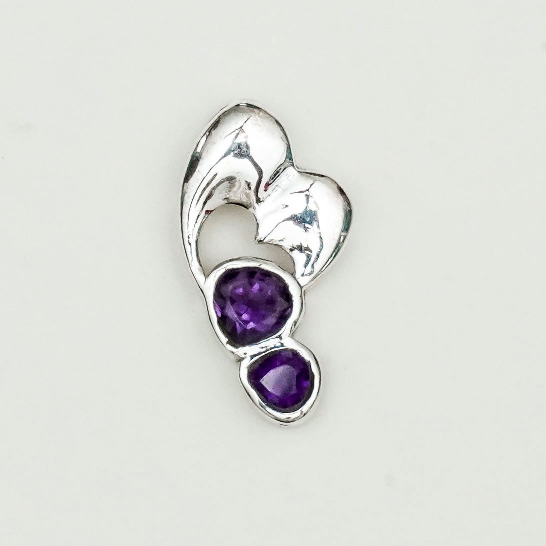 Designer Heart Handmade Pendants With Amethyst Gemstone In 925 Sterling Silver