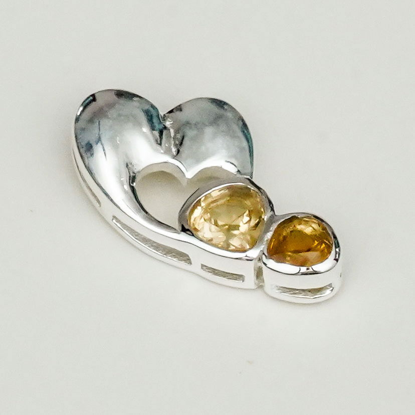 Designer Heart Handmade Pendants With Citrine Gemstone In 925 Sterling Silver