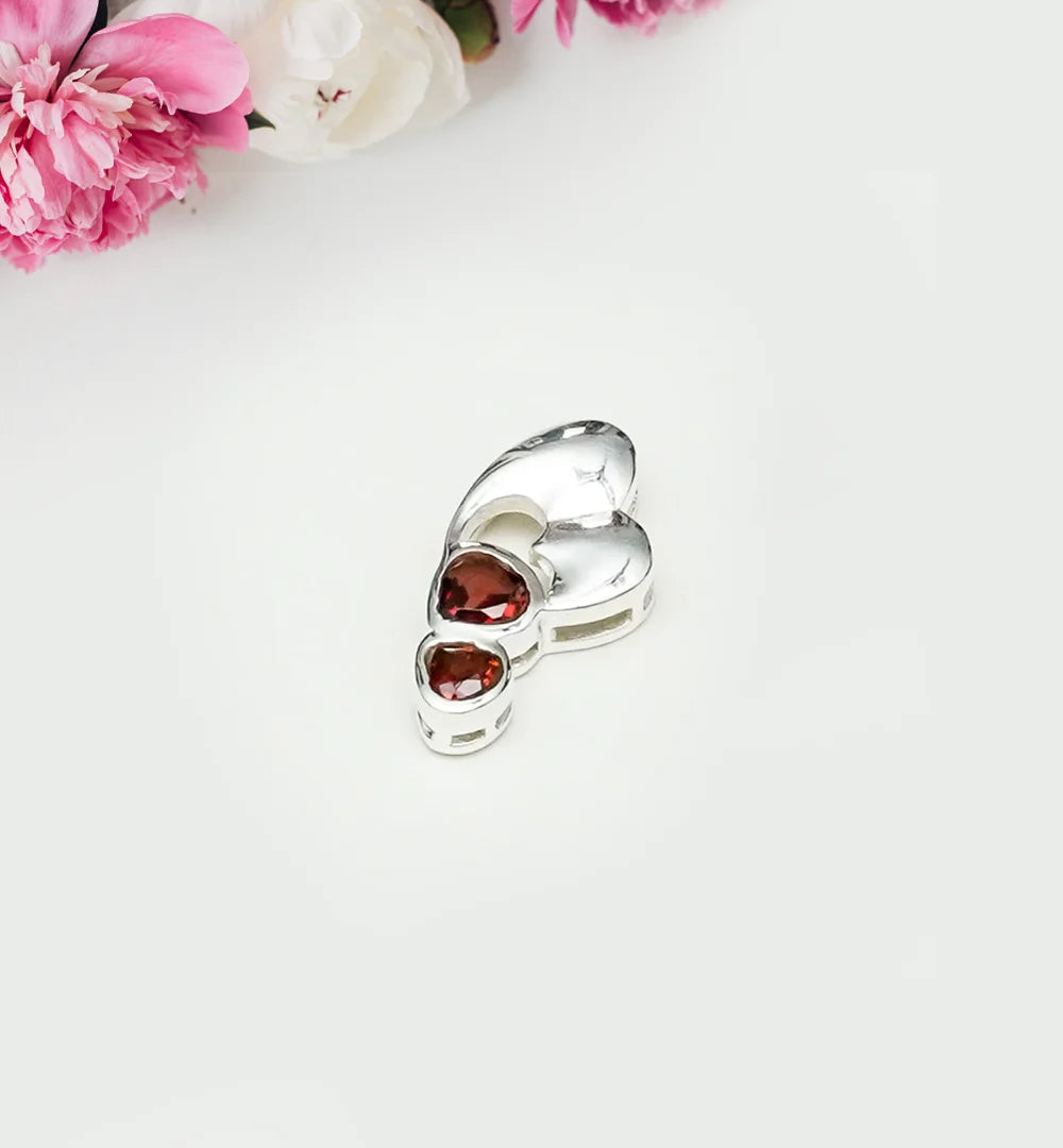 Designer Heart Handmade Pendants With Garnet Gemstone In 925 Sterling Silver