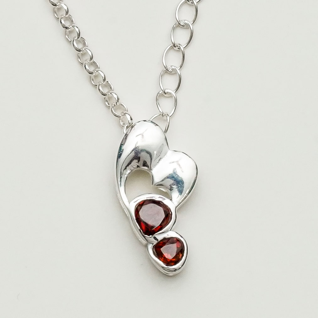 Designer Heart Handmade Pendants With Garnet Gemstone In 925 Sterling Silver