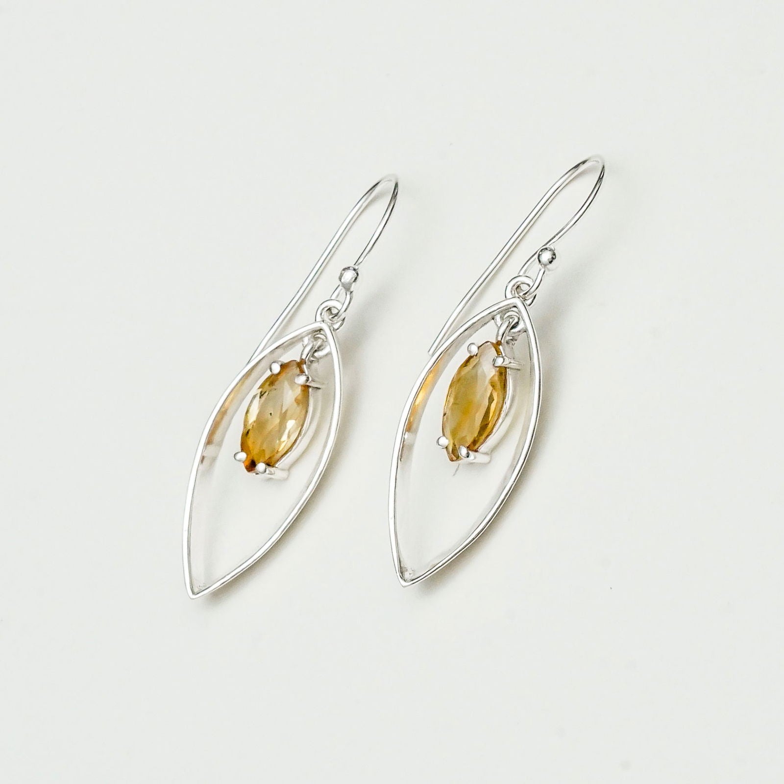 Double Leaf Earrings With Citrine Gemstone Best Design in 925 Sterling Silver