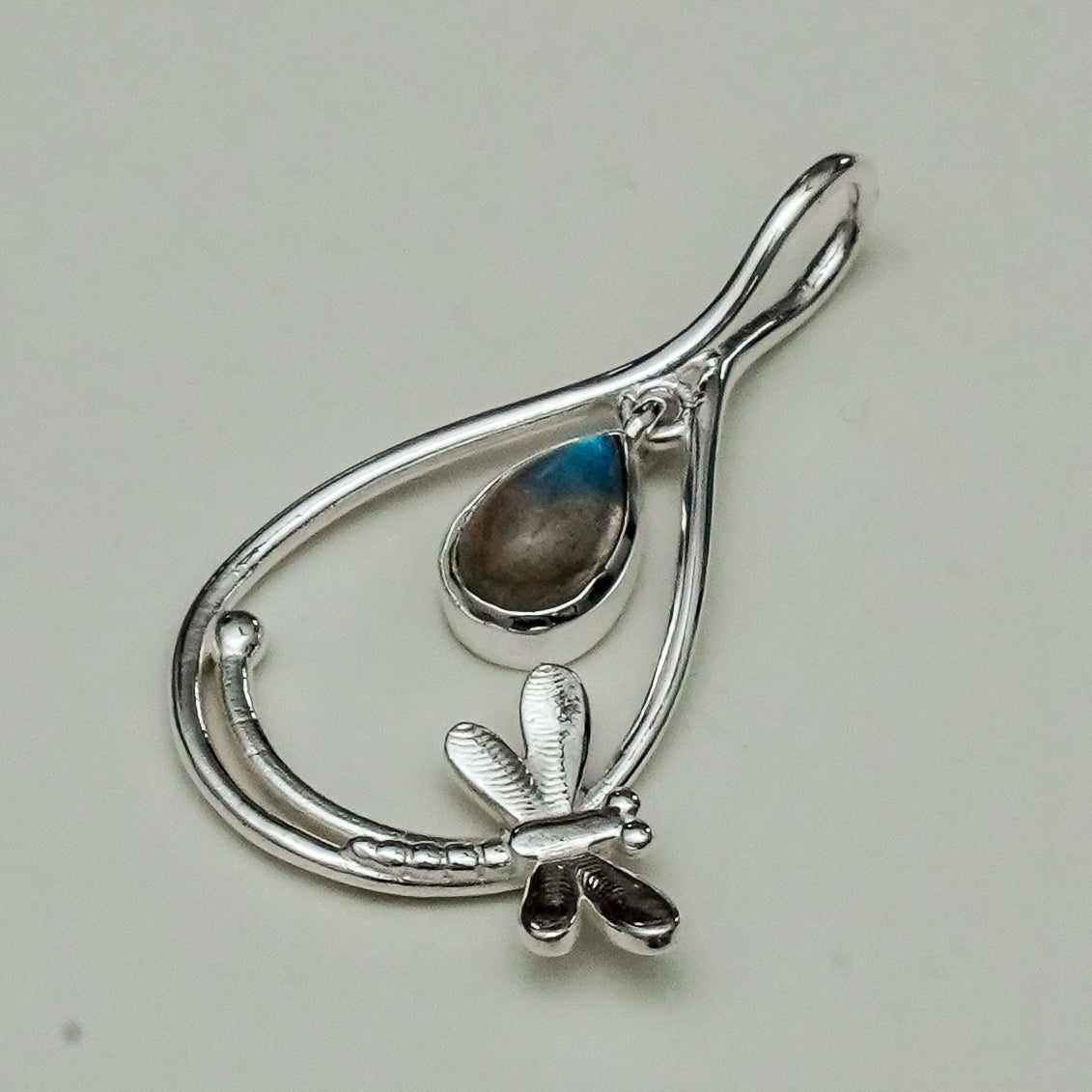Dragonfly Pendent With Sodalite Gemstone In 925 Sterling Silver