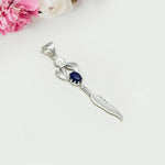 Feather Pendant With Kyanite Gemstone Handmade  In Solid Sterling Silver