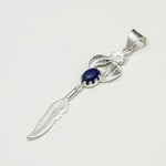 Feather Pendant With Kyanite Gemstone Handmade  In Solid Sterling Silver