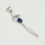 Feather Pendant With Kyanite Gemstone Handmade  In Solid Sterling Silver