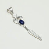 Feather Pendant With Kyanite Gemstone Handmade  In Solid Sterling Silver