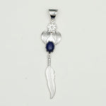 Feather Pendant With Kyanite Gemstone Handmade  In Solid Sterling Silver
