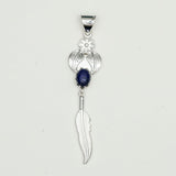 Feather Pendant With Kyanite Gemstone Handmade  In Solid Sterling Silver