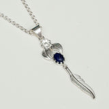 Feather Pendant With Kyanite Gemstone Handmade  In Solid Sterling Silver