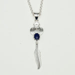 Feather Pendant With Kyanite Gemstone Handmade  In Solid Sterling Silver