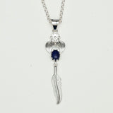 Feather Pendant With Kyanite Gemstone Handmade  In Solid Sterling Silver