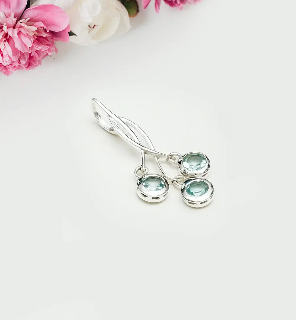 Handmade Pendant With Blue Topaz Gemstone In 925 Sterling Silver