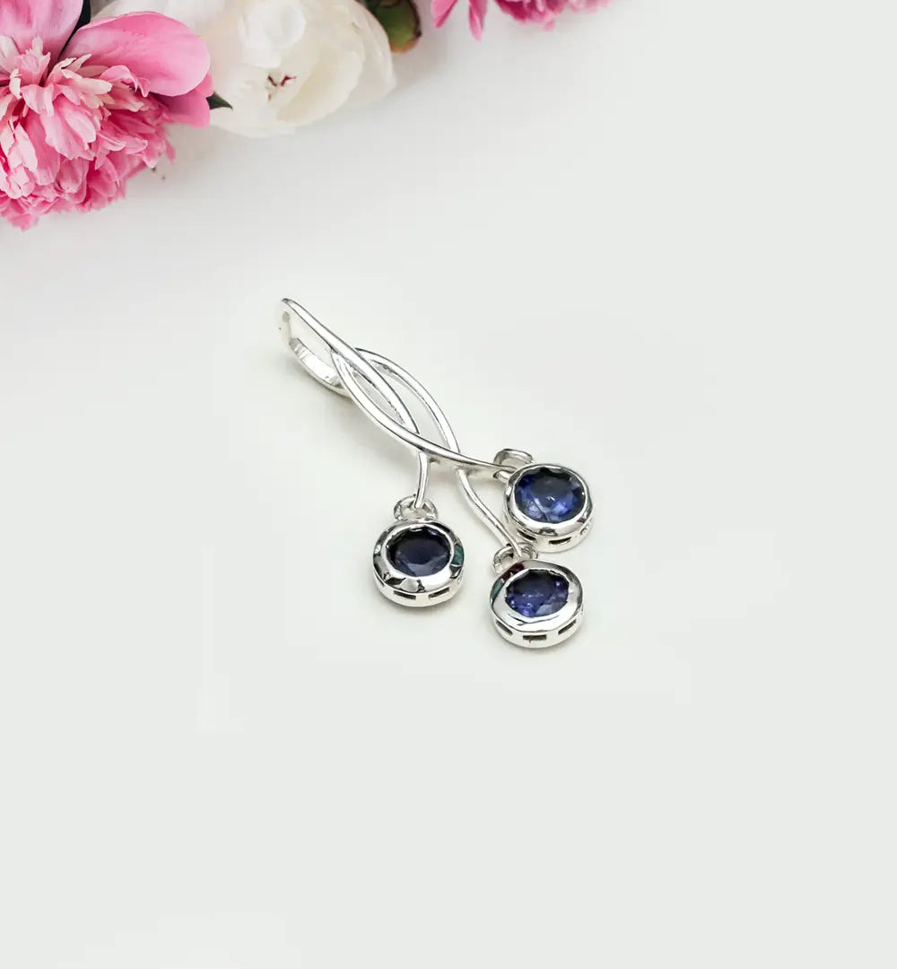 Handmade Pendant With Lolite Gemstone In 925 Sterling Silver