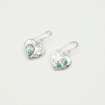 Heart Earrings With Semi Precious BlueTopaz Gemstone Solid 925 Sterling Silver