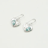 Heart Earrings With Semi Precious BlueTopaz Gemstone Solid 925 Sterling Silver