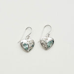 Heart Earrings With Semi Precious BlueTopaz Gemstone Solid 925 Sterling Silver