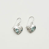 Heart Earrings With Semi Precious BlueTopaz Gemstone Solid 925 Sterling Silver