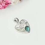 Heart Pendant With Labradorite Gemstone in 925 Solid Sterling Silver