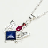 Big Wing Pendant with Multi Gemstone in 925 Sterling Silver 4 - Mohnaa Jewels