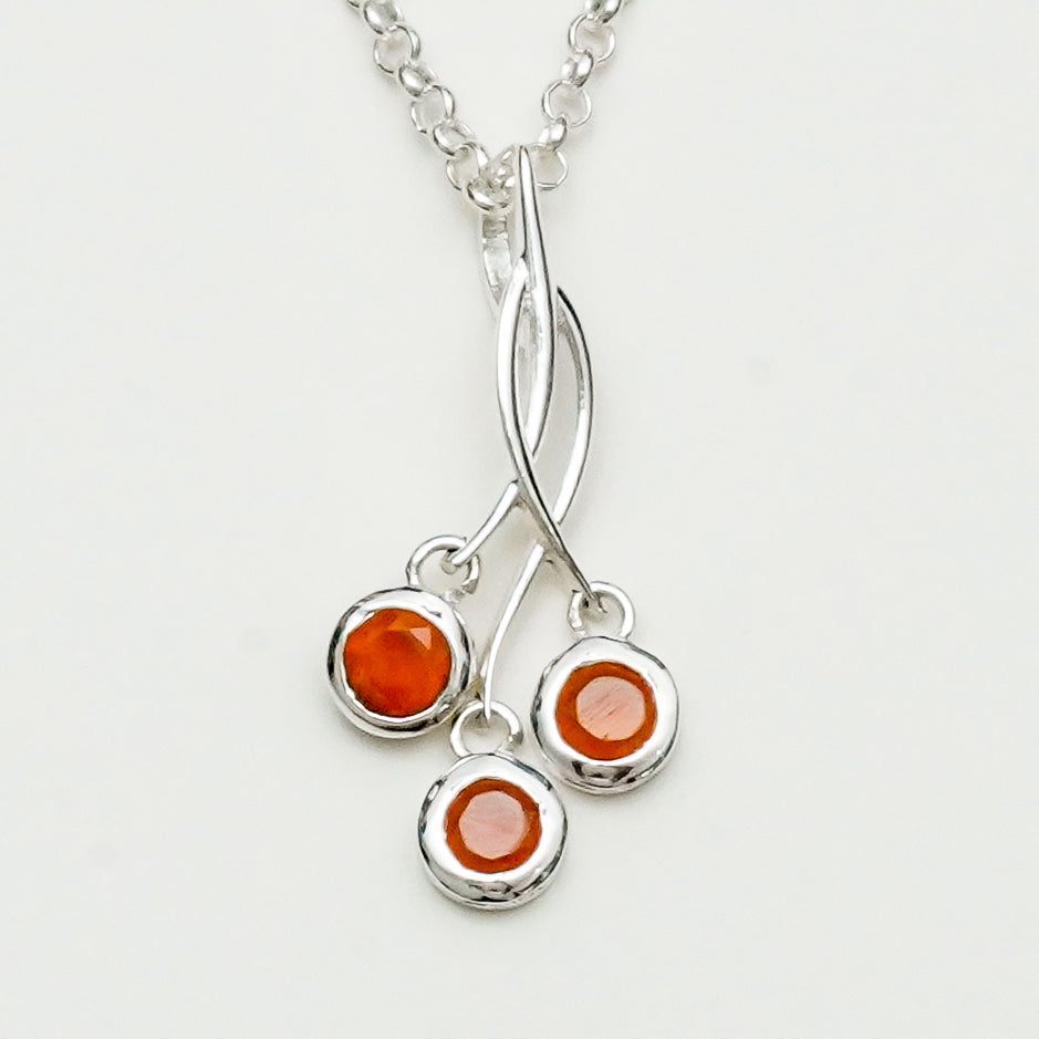 Handmade Pendant With Orange Stone In 925 Sterling Silver - Mohnaa Jewels