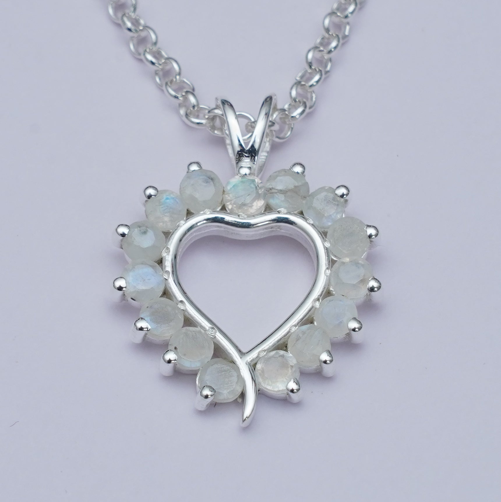 Multiheart Pendant With Rainbow Gemstone in 925 Sterling Silver - Mohnaa Jewels