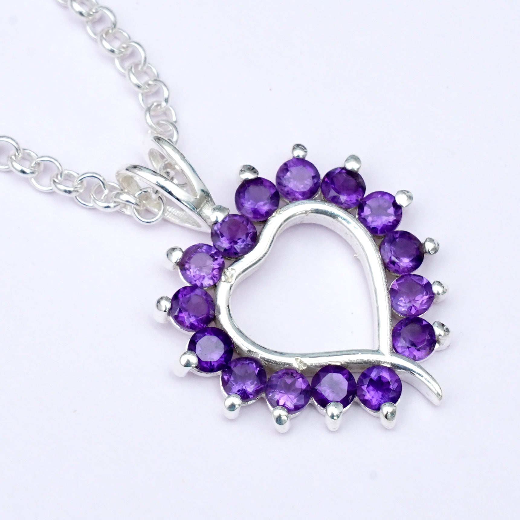 Multiheart Pendant With Amethyst Gemstone in 925 Sterling Silver - Mohnaa Jewels