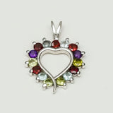 Multiheart Pendant With Multi Gemstone in 925 Sterling Silver - Mohnaa Jewels