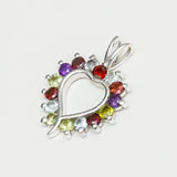 Multiheart Pendant With Multi Gemstone in 925 Sterling Silver - Mohnaa Jewels