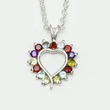 Multiheart Pendant With Multi Gemstone in 925 Sterling Silver - Mohnaa Jewels