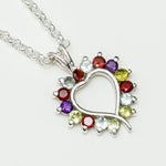 Multiheart Pendant With Multi Gemstone in 925 Sterling Silver - Mohnaa Jewels