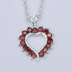 Multiheart Pendant With Garnet Gemstone in 925 Sterling Silver - Mohnaa Jewels