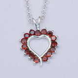 Multiheart Pendant With Garnet Gemstone in 925 Sterling Silver - Mohnaa Jewels