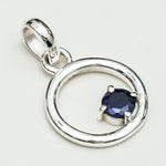 Round Pendant With Iolite Gemstone Solid Sterling Silver - Mohnaa Jewels