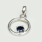 Round Pendant With Iolite Gemstone Solid Sterling Silver - Mohnaa Jewels