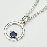 Round Pendant With Iolite Gemstone Solid Sterling Silver - Mohnaa Jewels